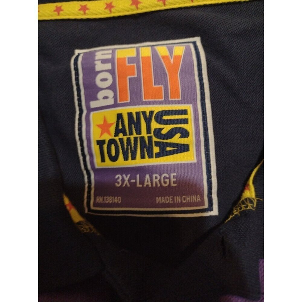 Born Fly Any Town USA Polo Shirt 3XL Mens Multicolor Colorblack Short Sleeve - Picture 6 of 9